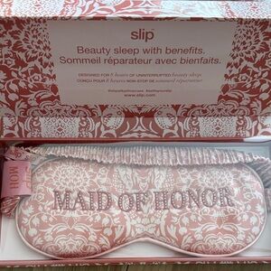 Slip Pink Silk Eye Mask with Maid of honor Embroidery